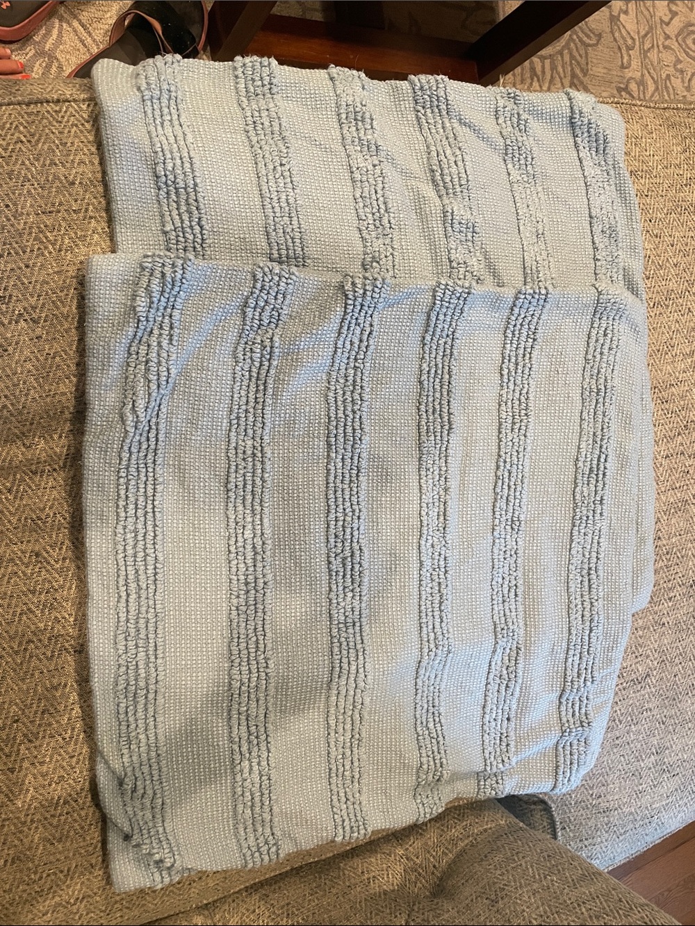 Pottery Barn light blue textured Euro Shams (set of 2)
